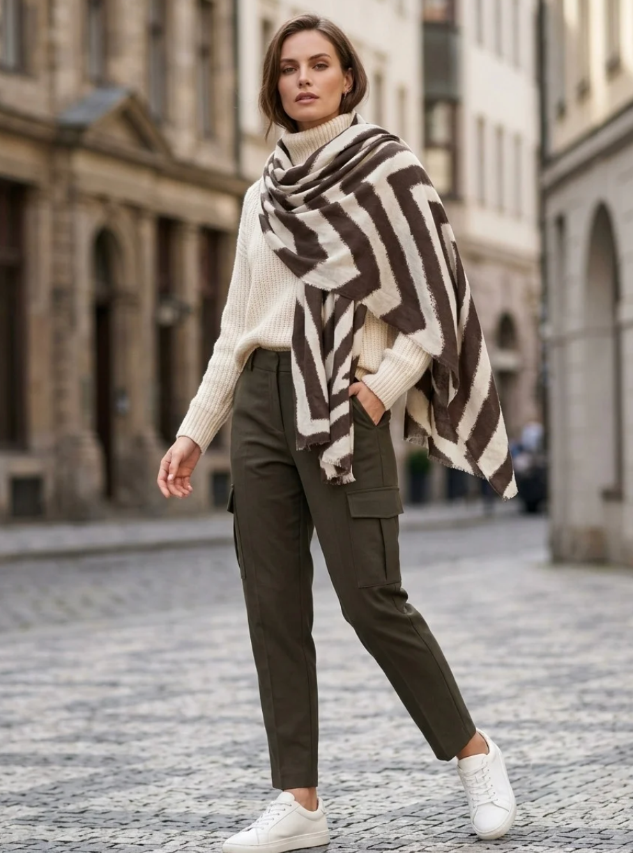 Skjerf viskose - brown – print