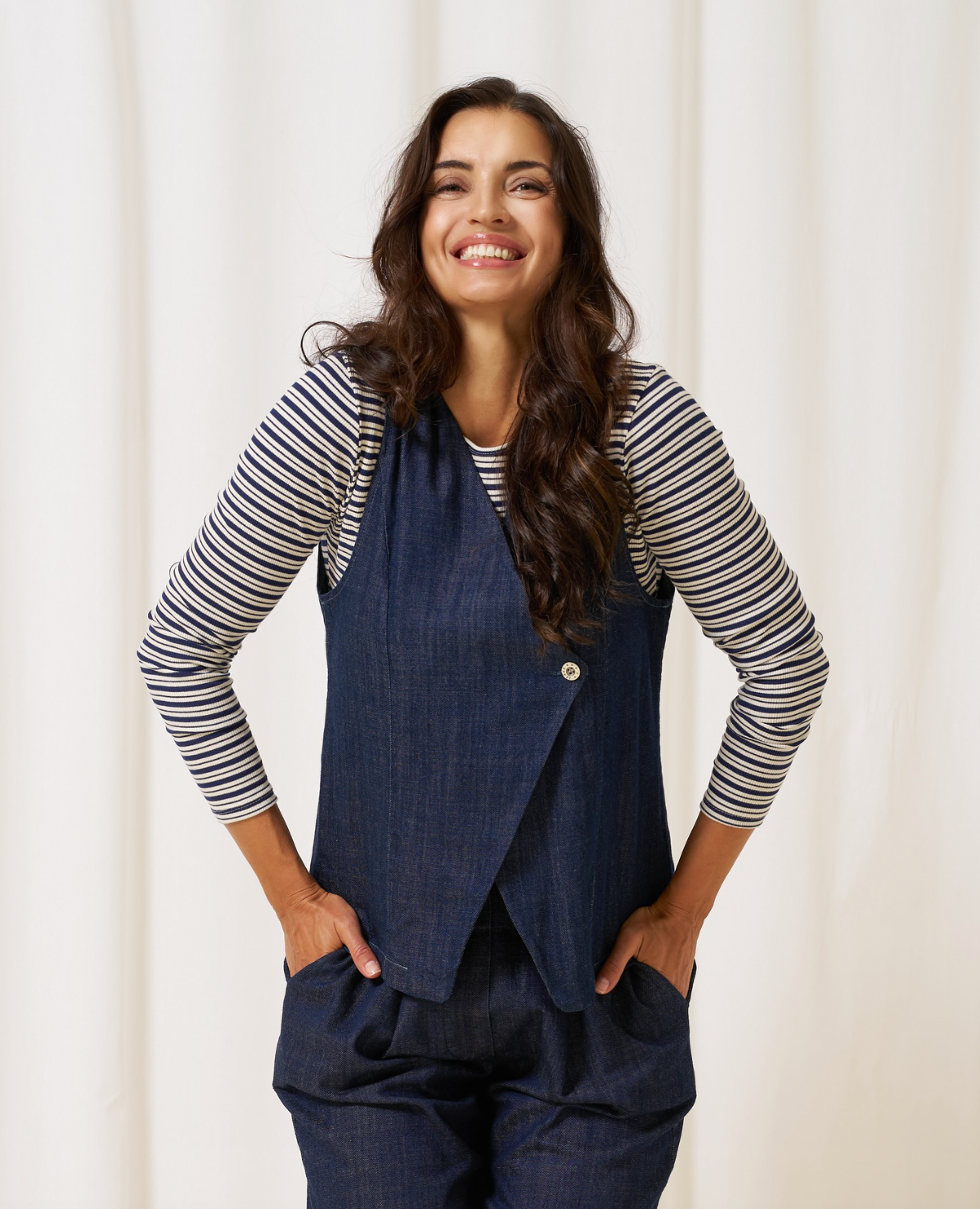 Bluse Christel stripet - Navy / Creme