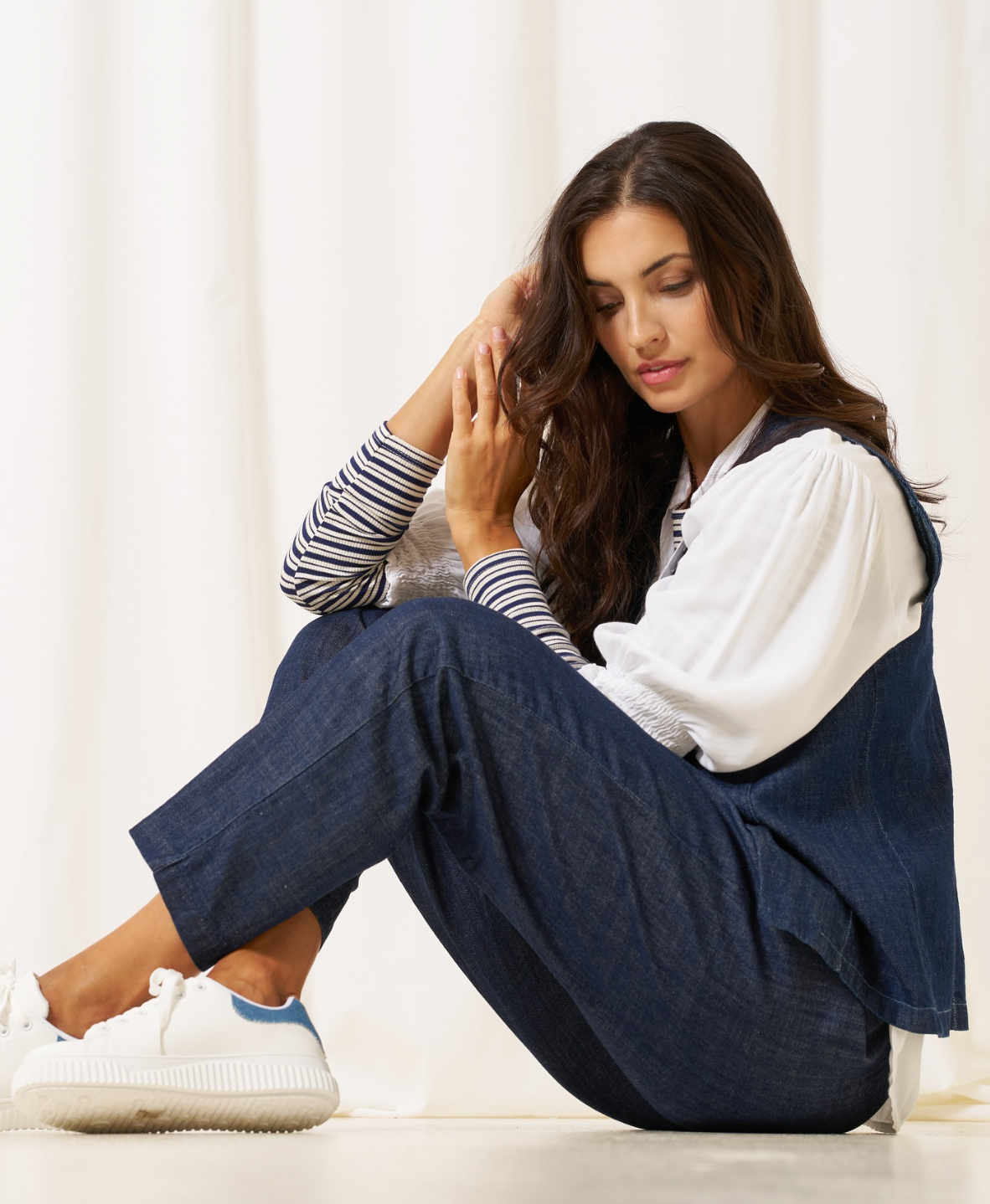 Bluse Christel stripet - Navy / Creme