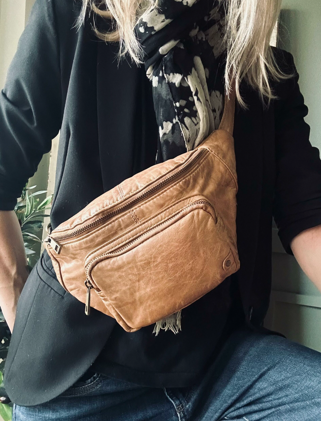 Belteveske i vintage-look CLASSY - Camel