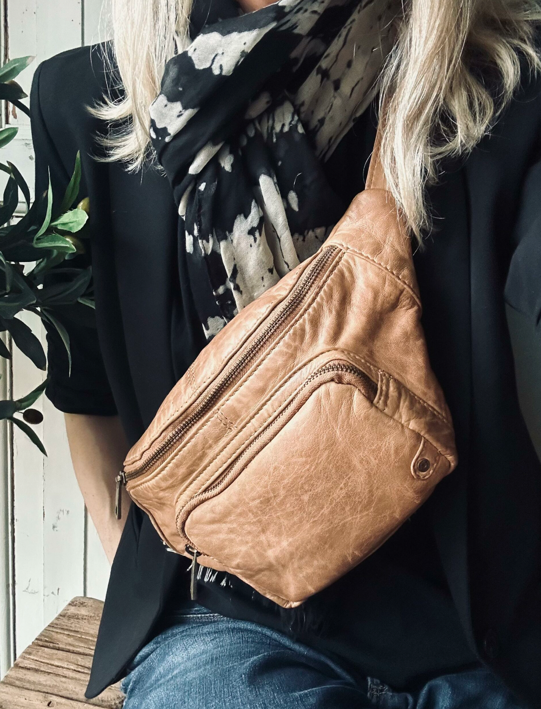 Belteveske i vintage-look CLASSY - Camel