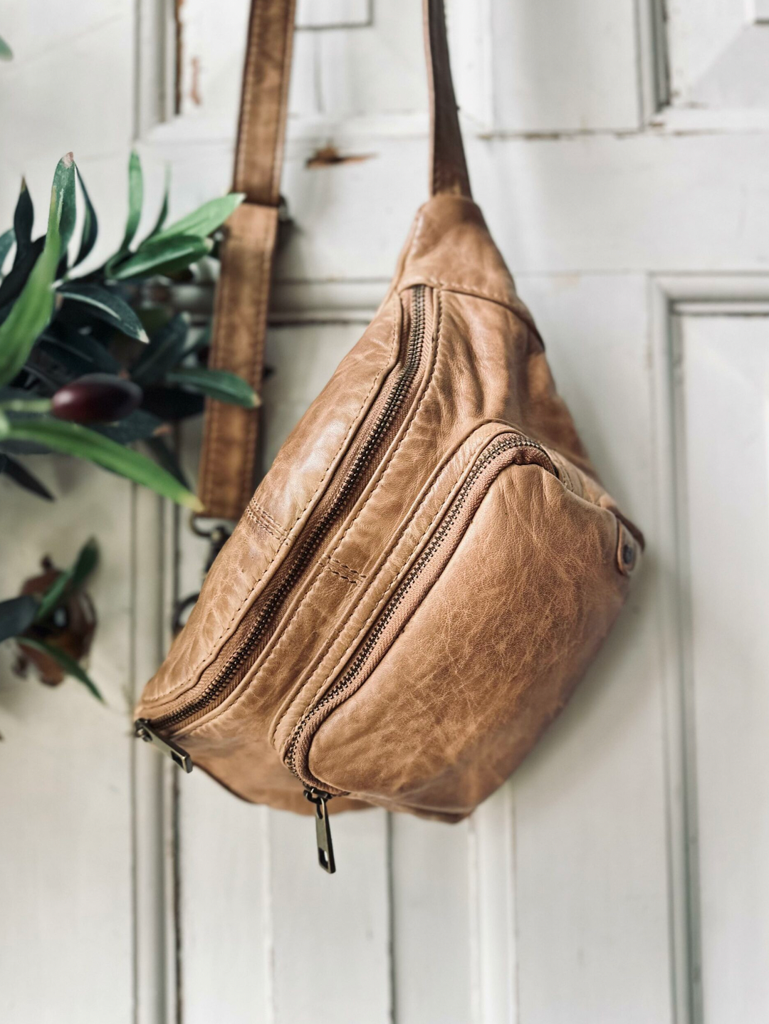 Belteveske i vintage-look CLASSY - Camel