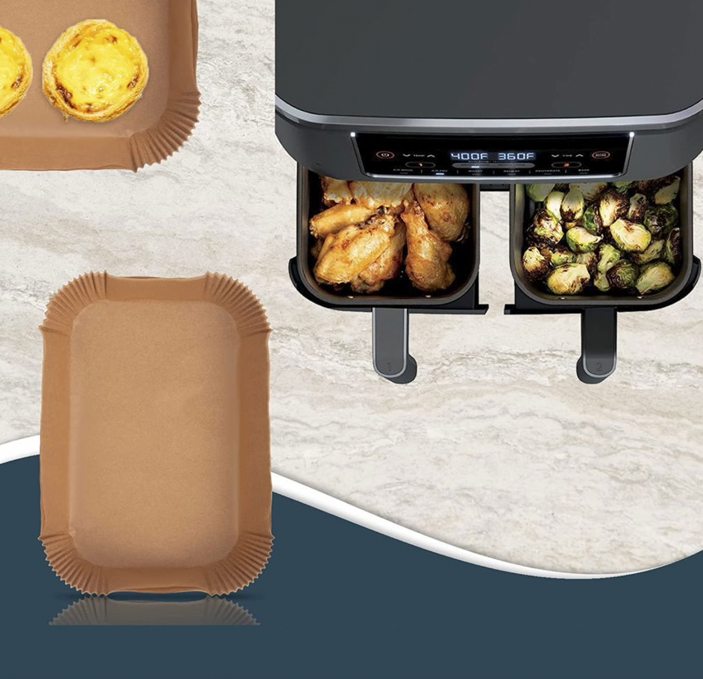 Airfryer papirformer, rektangulær - 100 stk