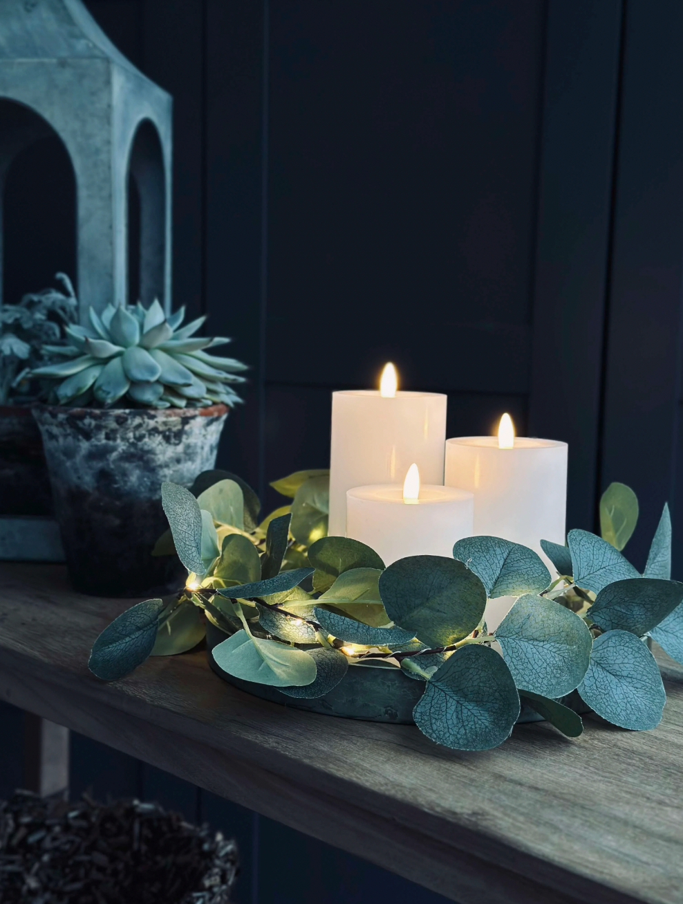 LED Kubelys / Hvit – 3 stk Rustikk lys