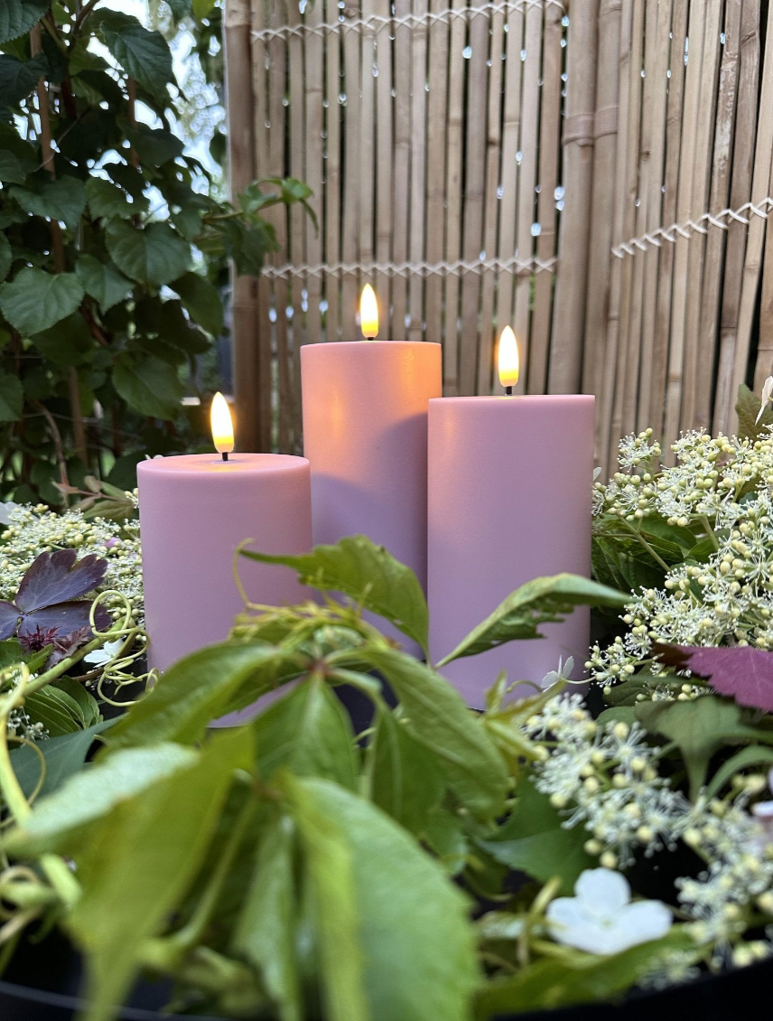 LED Utendørs Blokklys sett med 3 stk – Rosa