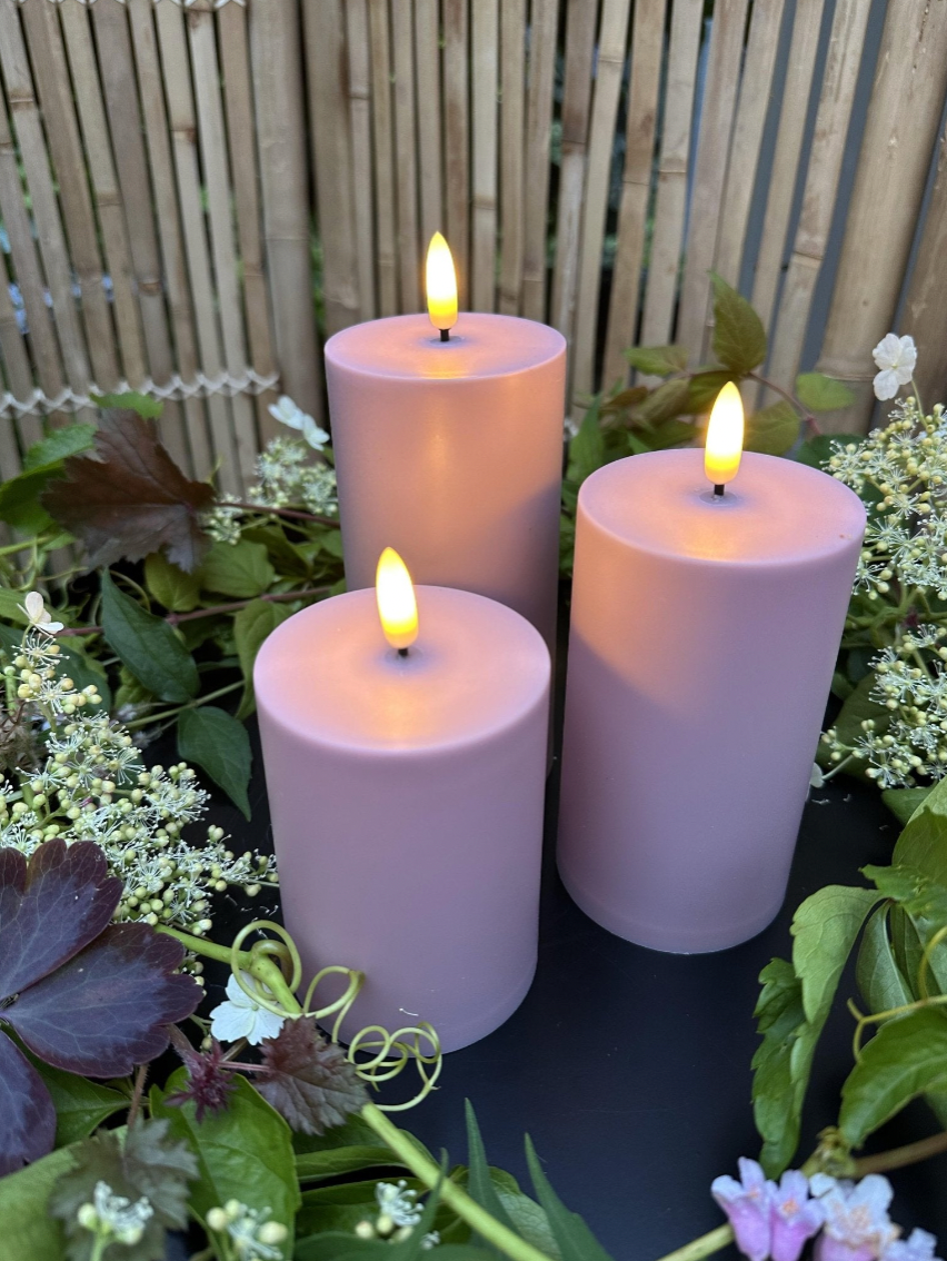 LED Utendørs Blokklys sett med 3 stk – Rosa