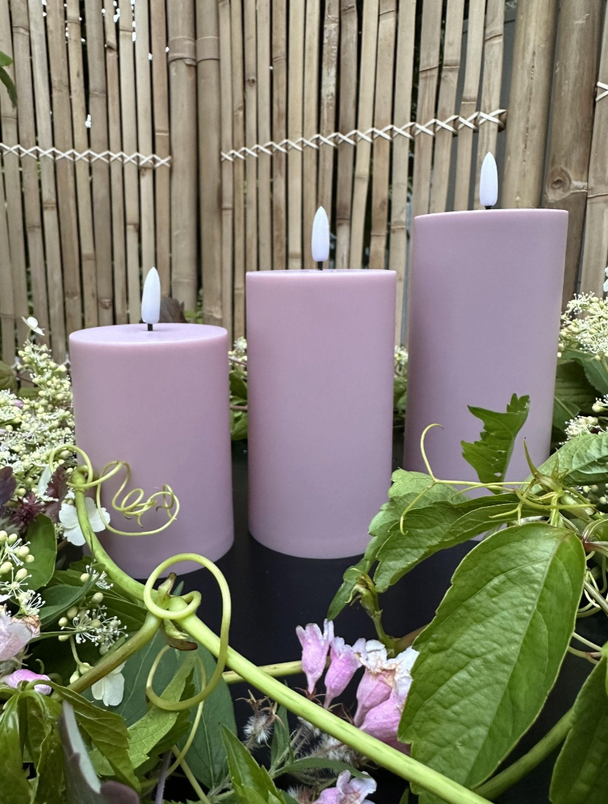 LED Utendørs Blokklys sett med 3 stk – Rosa