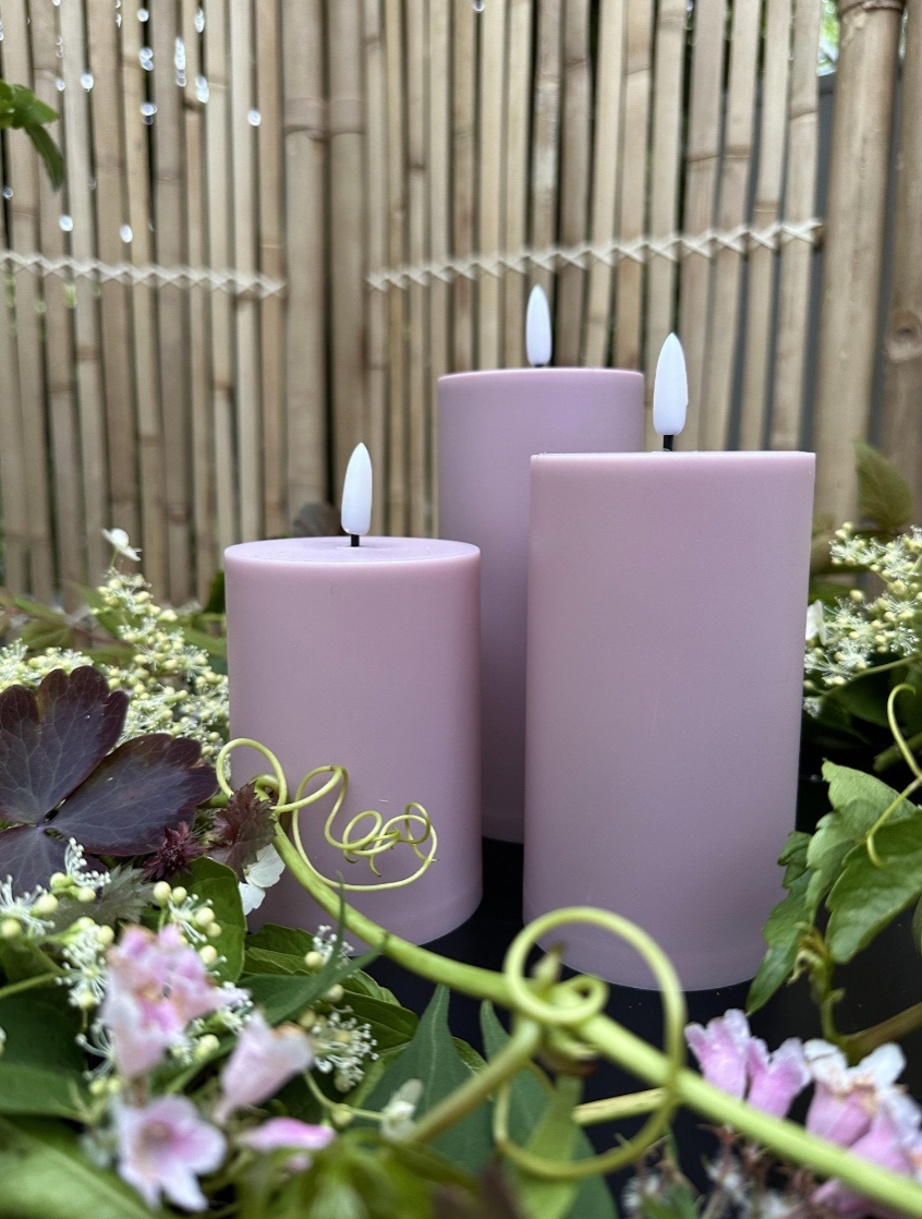 LED Utendørs Blokklys sett med 3 stk – Rosa