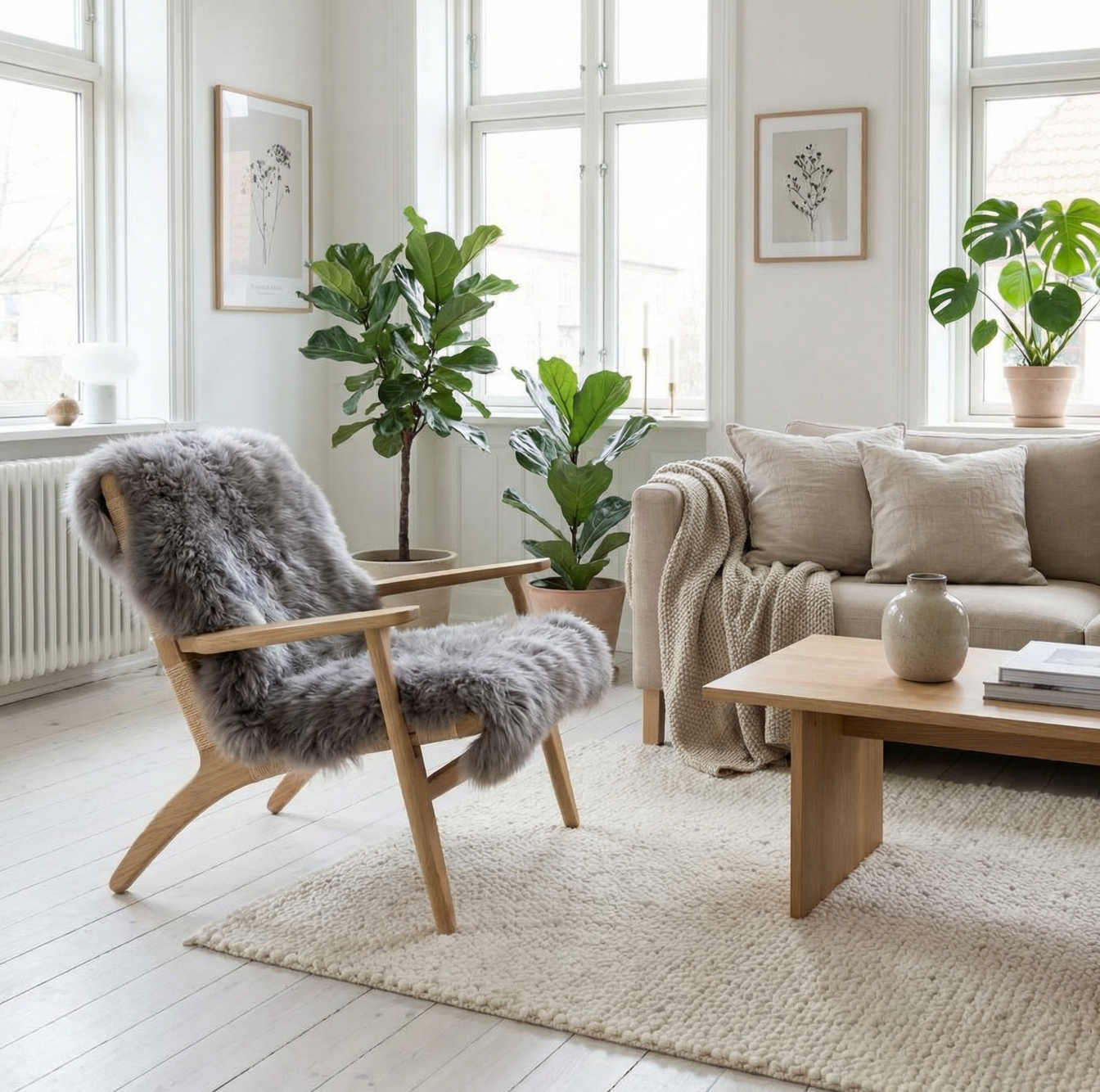 Lammeskinn i flott mocca-farge