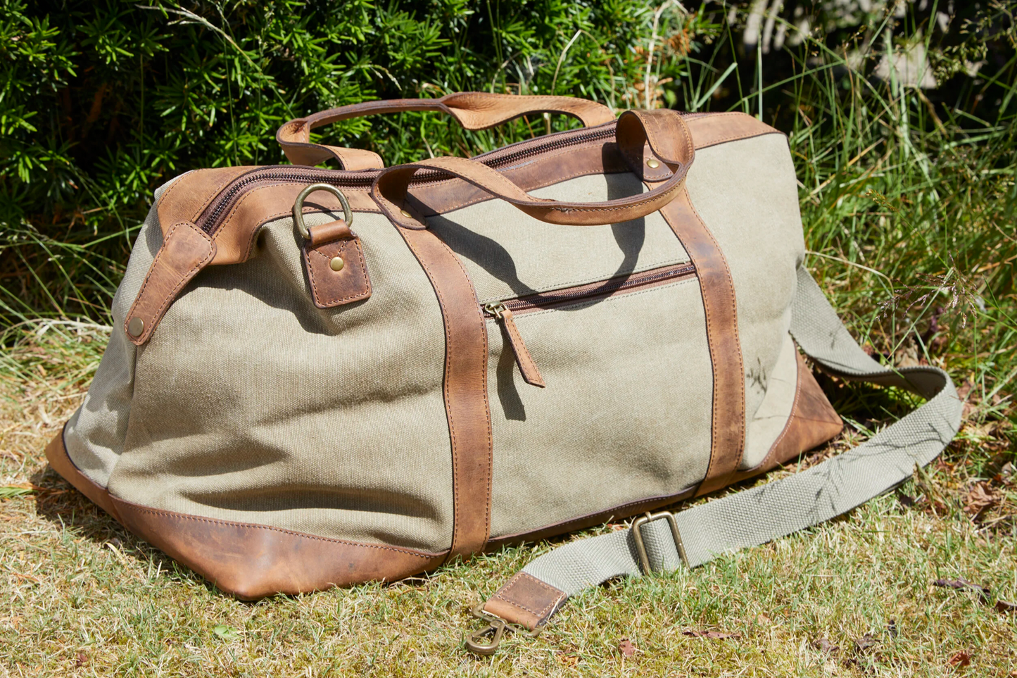 Weekendveske i skinn og kanvas - Canvas HUNTER