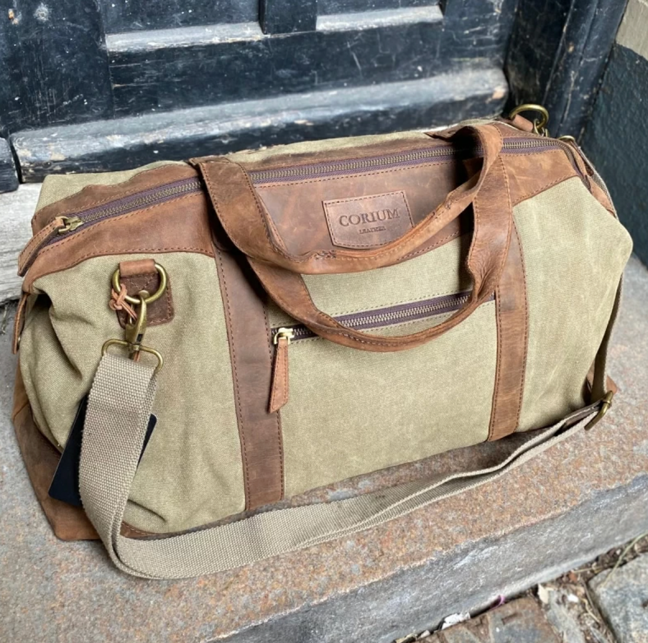 Weekendveske i skinn og kanvas - Canvas HUNTER