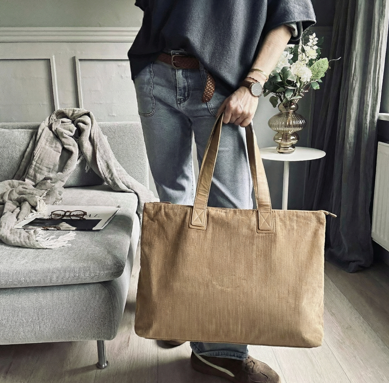 Shopper Fløyel - Tan