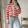 Cardigan Rød stripet