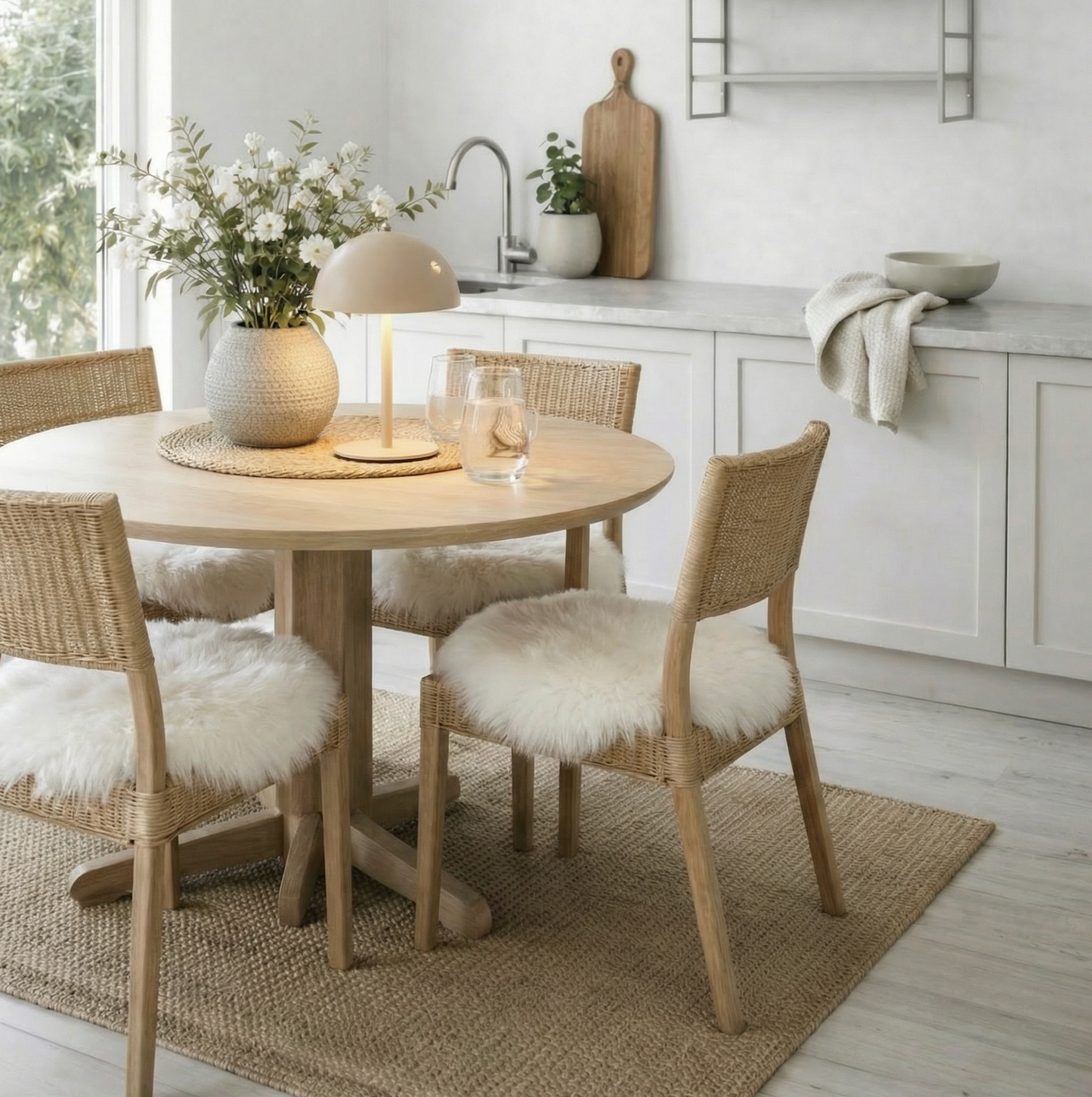 Setetrekk av lammeskinn dia 37 cm – Hvit