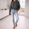 Sweatshirt med broderi -  Grå oversize
