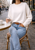 Sweatshirt med broderi - White oversize