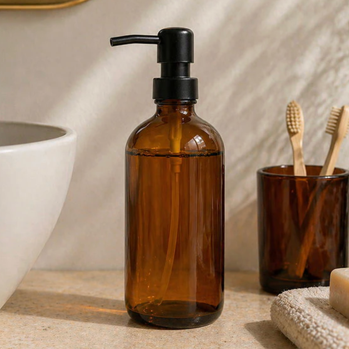 Dispenser med pumpe - Brunt glass