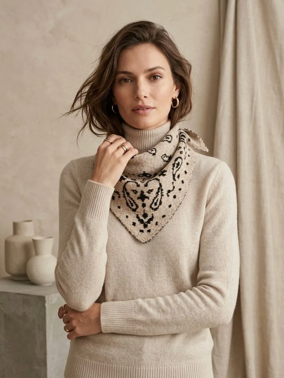 Tørklæde paisley beige
