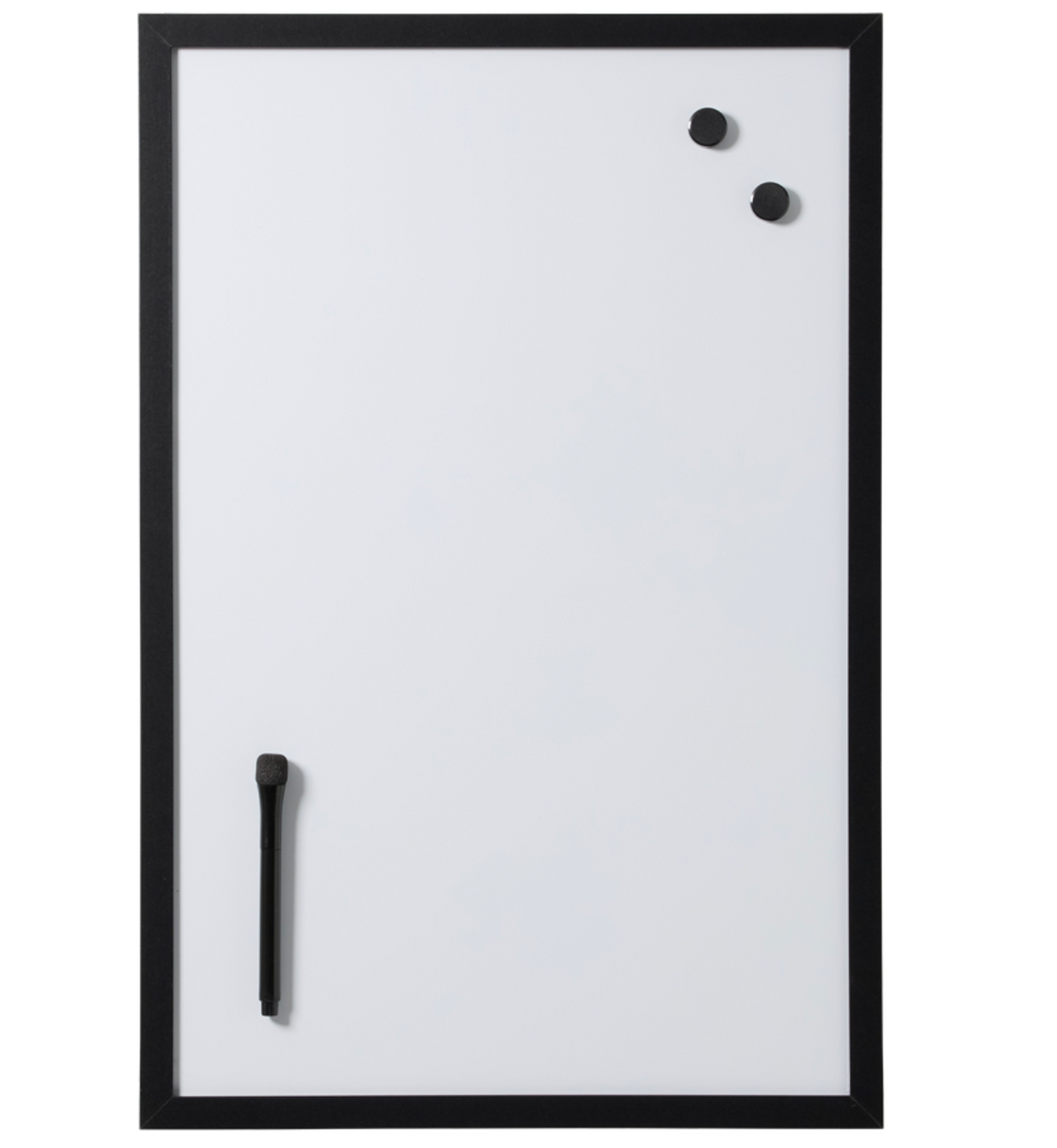 Magnetisk whiteboard, svart ramme, 40 x 60 cm.