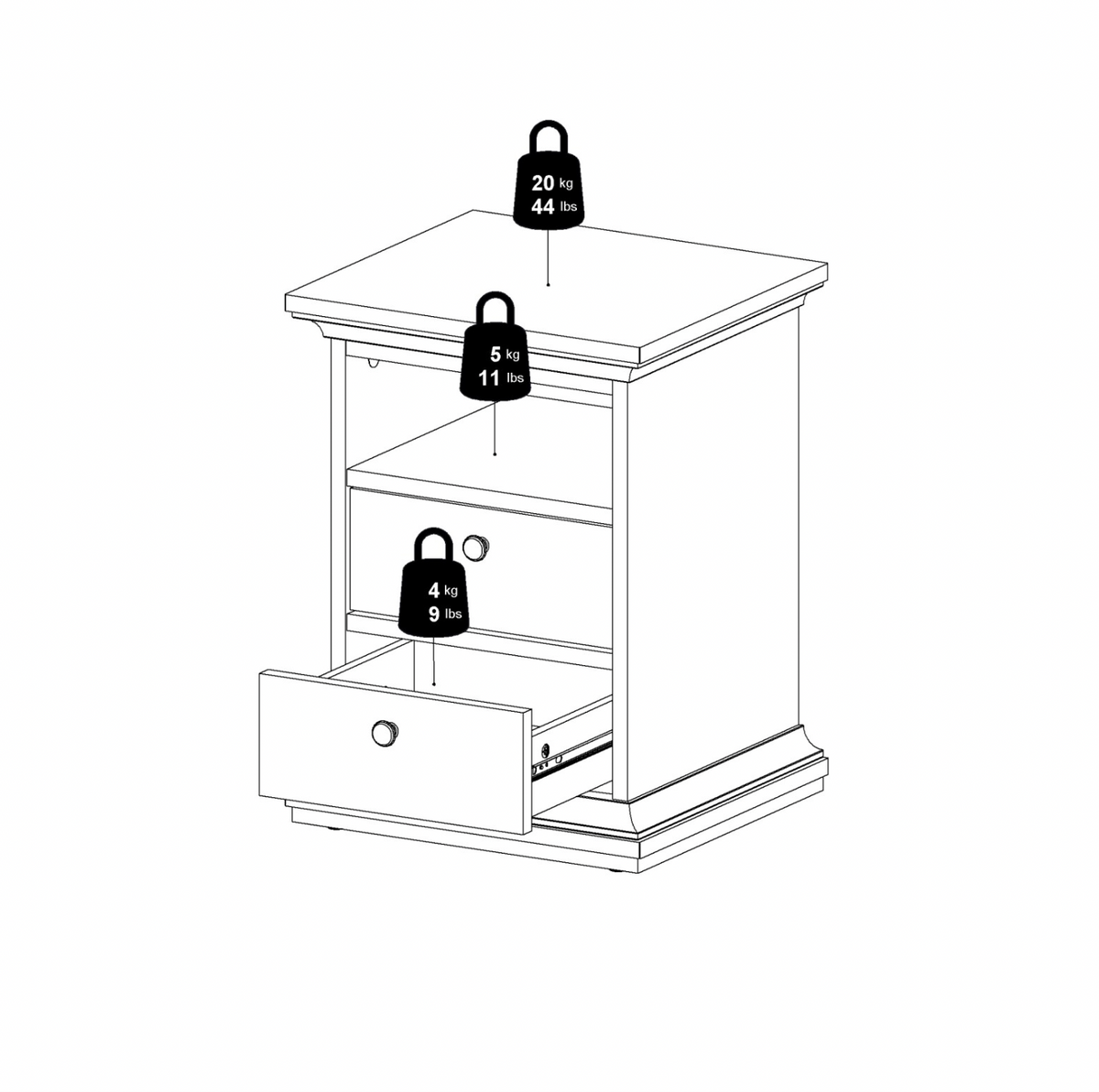 Nattbord Paris Grey – 2 skuffer