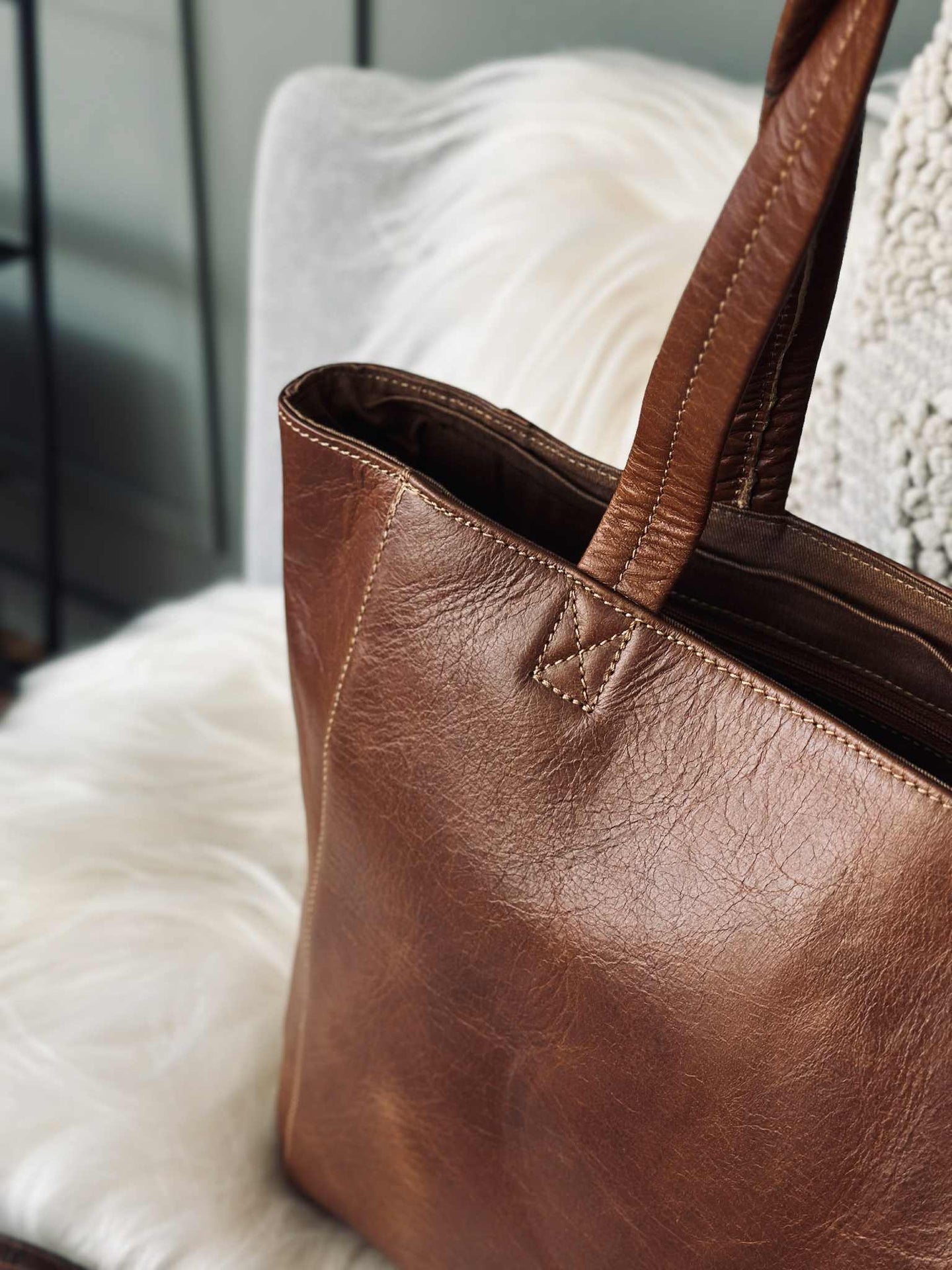 Shopper Anna cognac leather