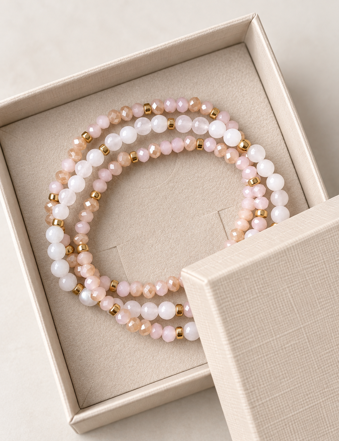 Armbånd Leah Soft Rose – Sett med 3 stk