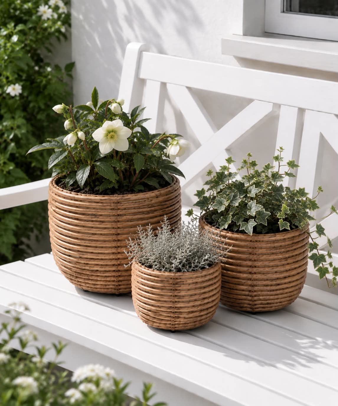 Kurvsett Rattan - Natur 3 stk.