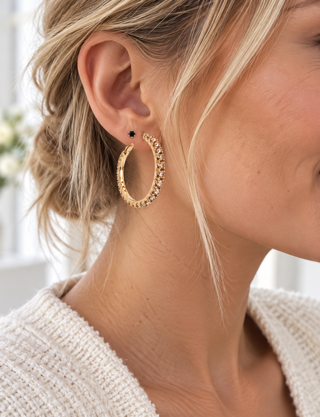 Øreringer Smilla Hoops - Champagne
