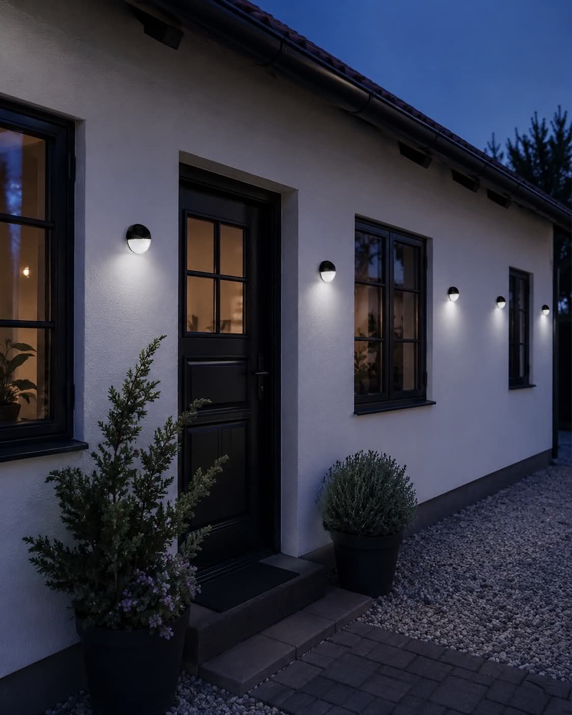 Vegglampe med solceller – Sett med 4 stk