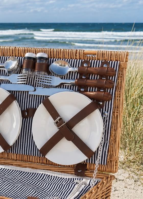 Piknikkurv med innhold til 4 personer - DELUXE