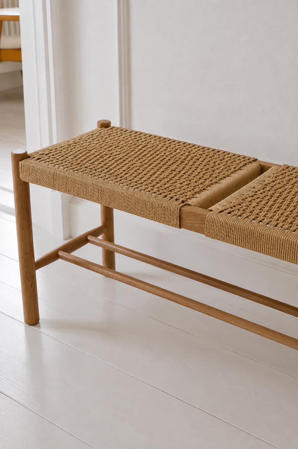 Benk Cotta i massiv eik og flettesete - 110cm