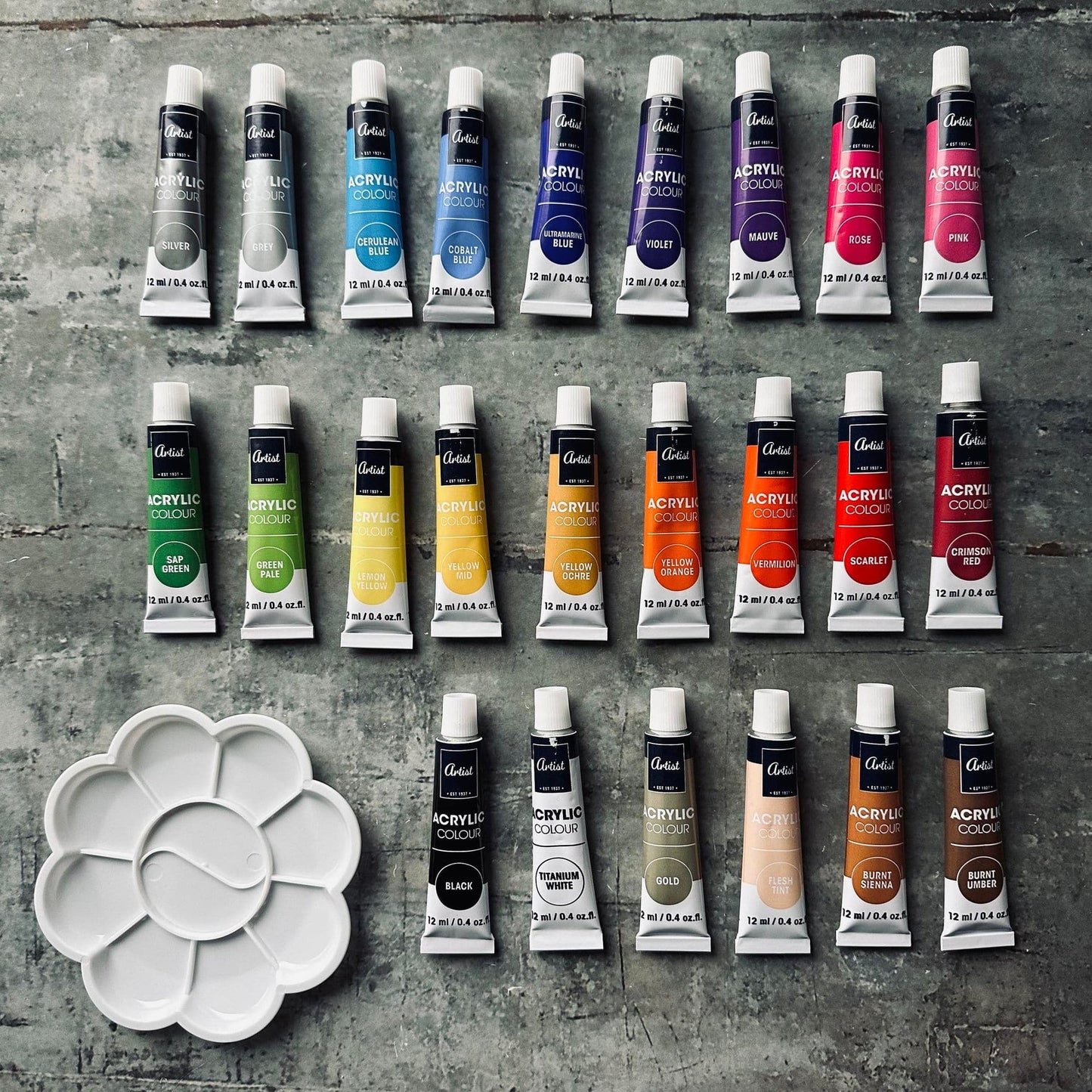 Akrylmaling ink palette – 24 farver - VIAMAJA.DK