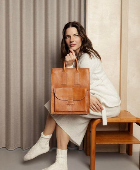 Arbejdstaske / shopper Felicia Cognac - VIAMAJA.DK