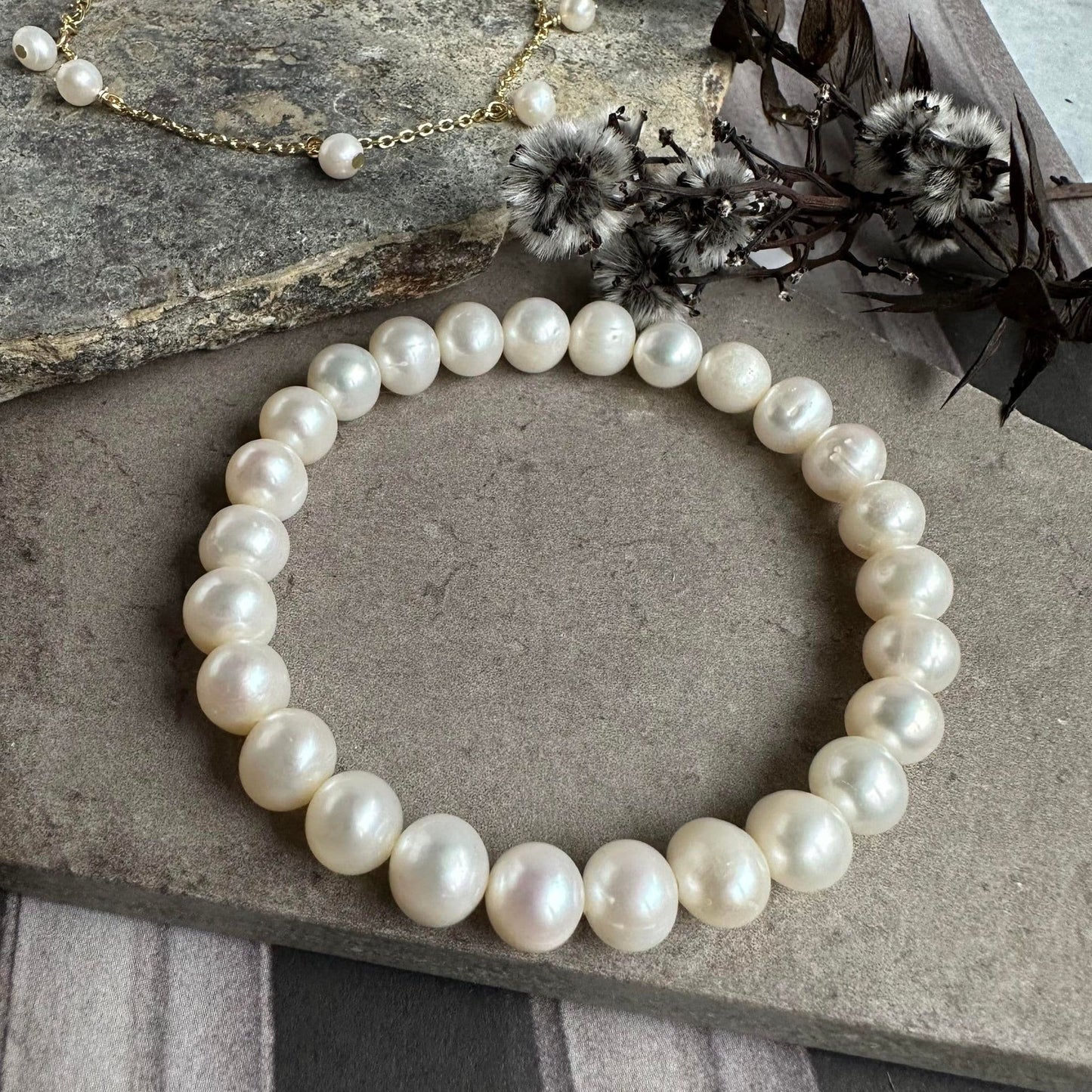Armbånd med ferskvandsperler - Nature mix - VIAMAJA.DK