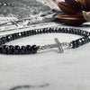 Armbånd Nikki hematitt - Sterling sølv kors