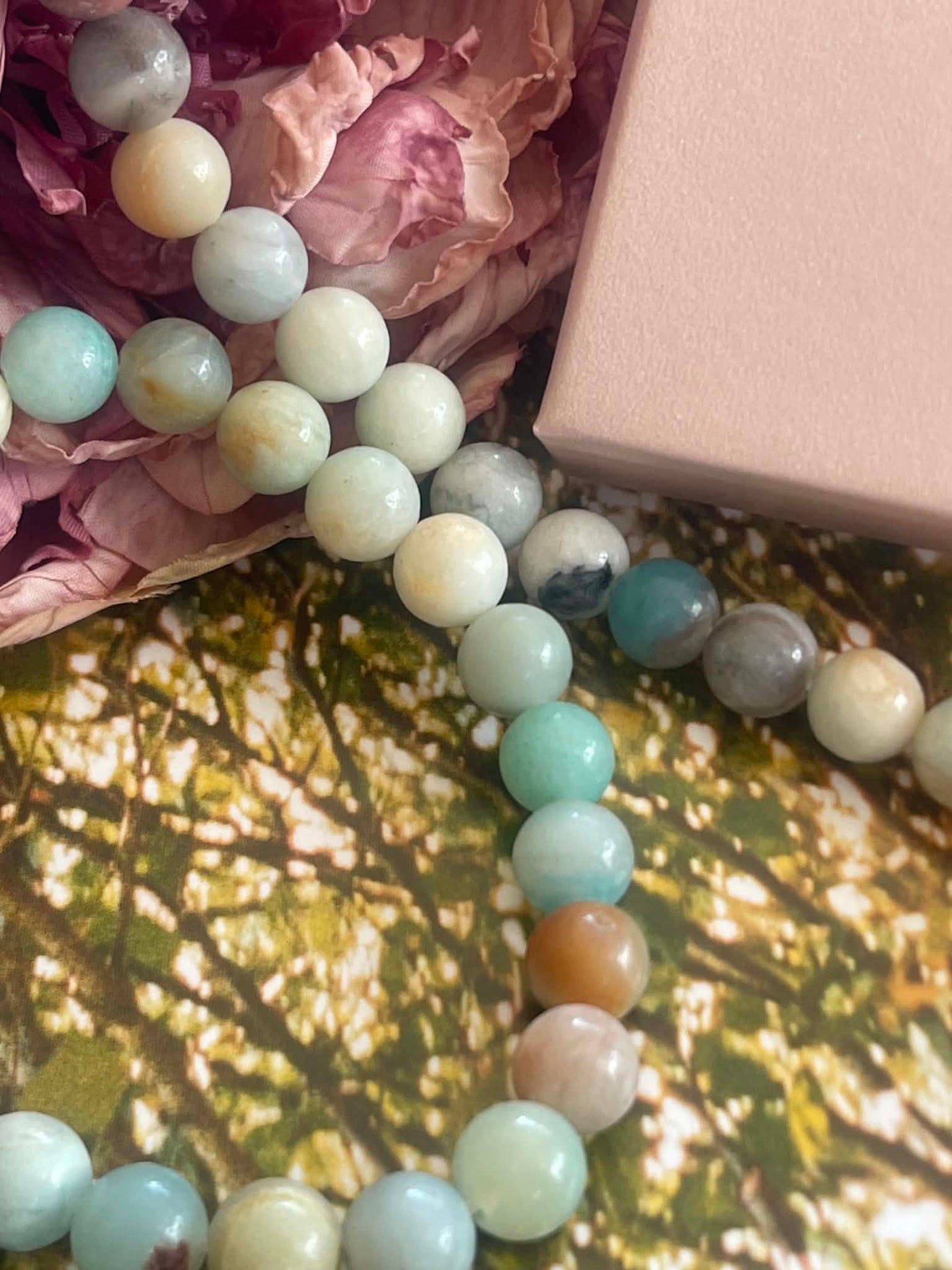 Halskjede Mary Natur/Aqua Mix