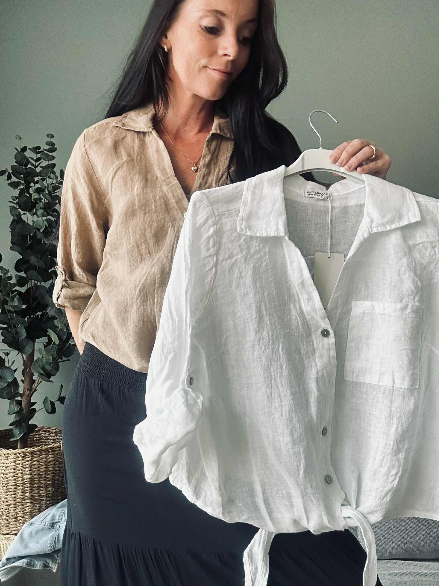 Skjorte NALA camel - 100% lin