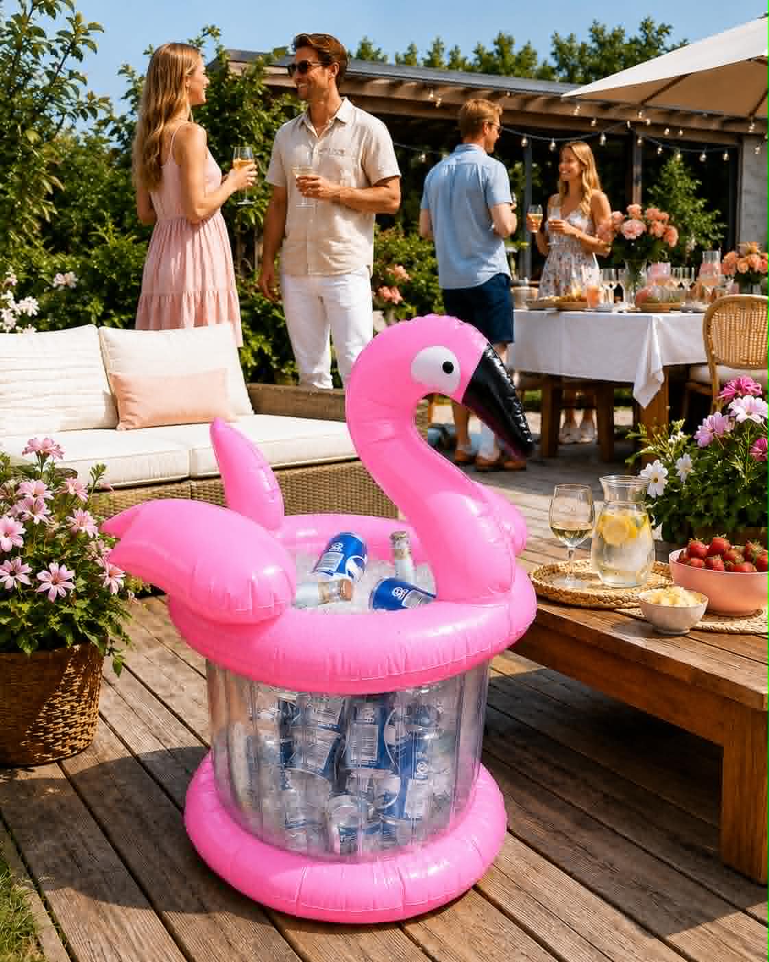 Kjøler til drikkevarer - Oppblåsbar flamingo