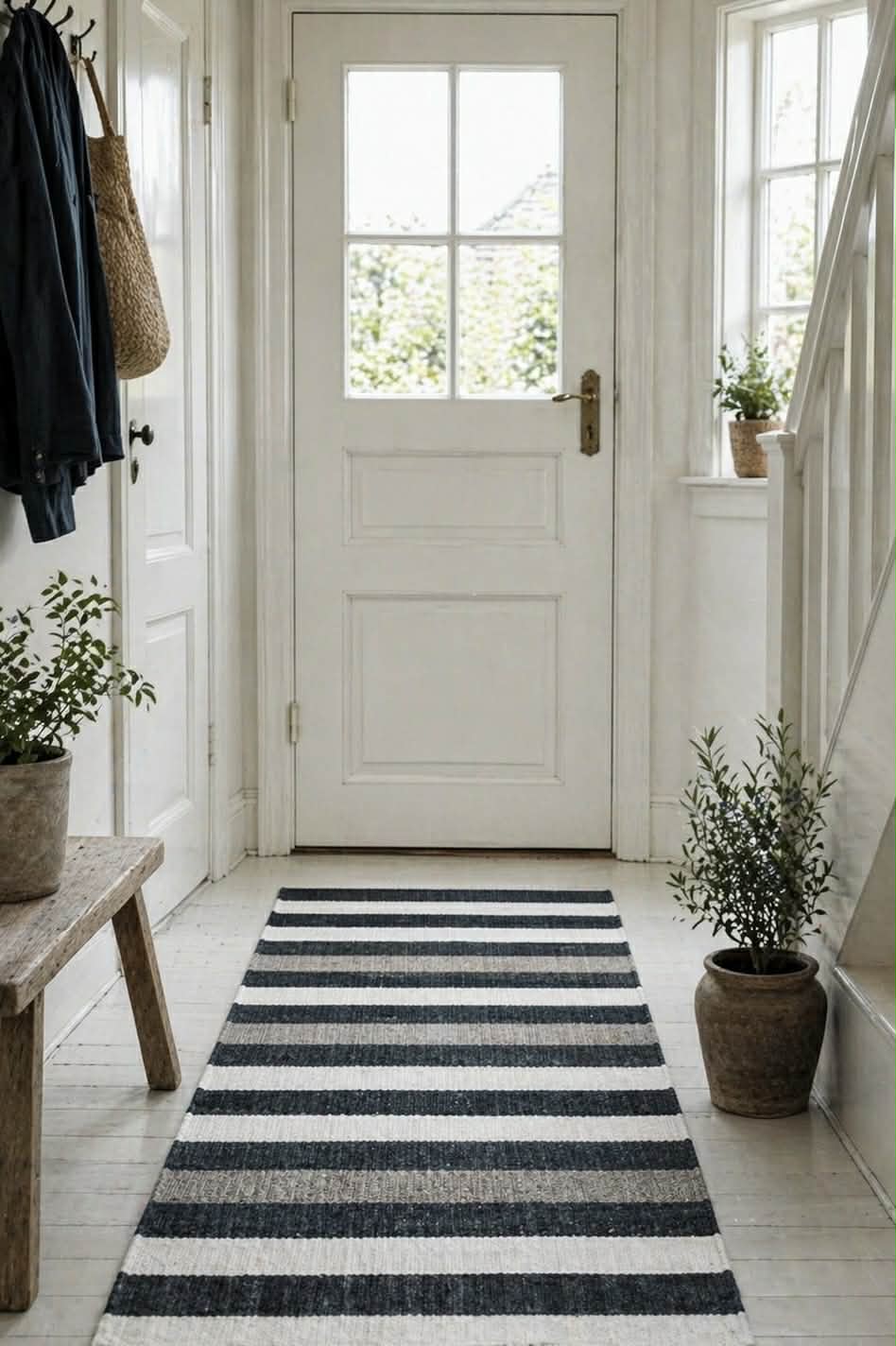 Matte Resirkulert stripet - 50x80 Grå/beige/natur
