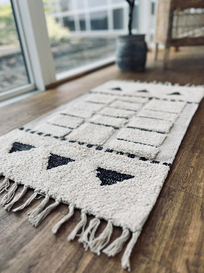 BADEMÅTTE ANTI SLIP 50X80 BOMULD SORT/NATUR - VIAMAJA.DK