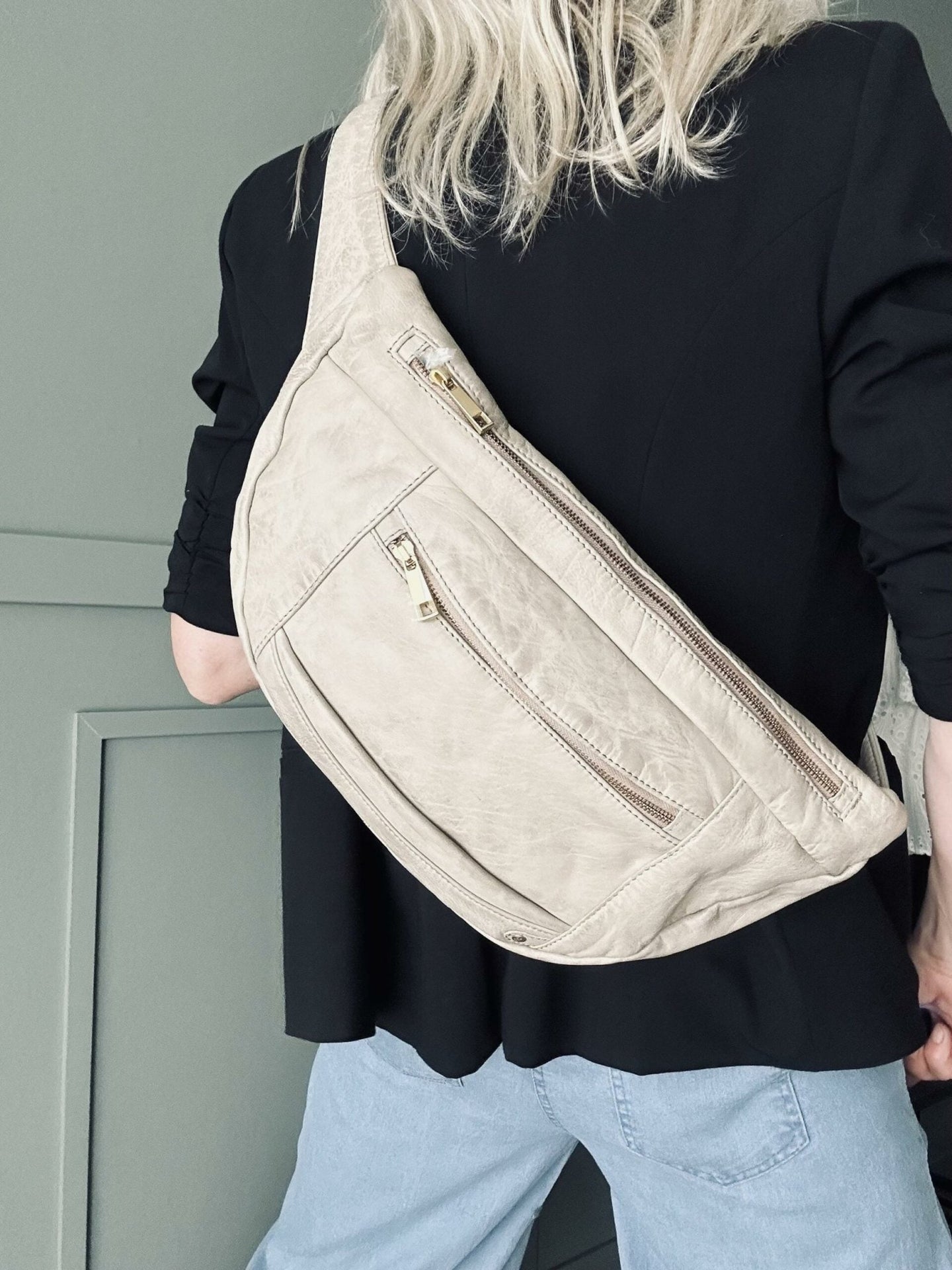 Bæltetaske XL MIRA – Sand / Gold - VIAMAJA.DK