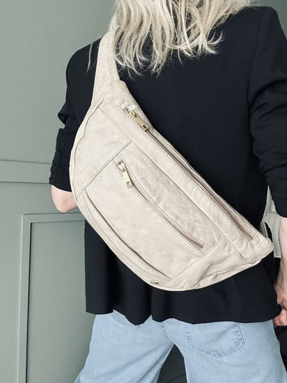 Bæltetaske XL MIRA – Sand / Gold - VIAMAJA.DK