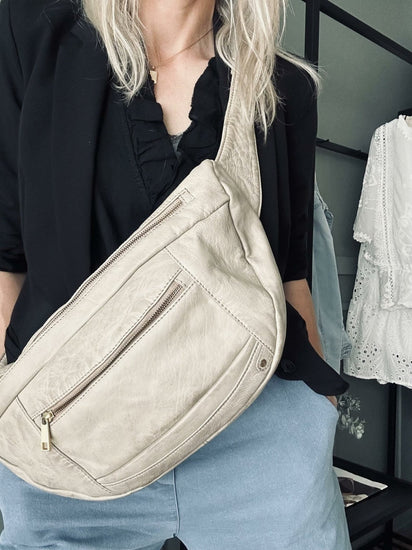 Bæltetaske XL MIRA – Sand / Gold - VIAMAJA.DK