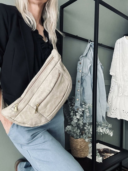Bæltetaske XL MIRA – Sand / Gold - VIAMAJA.DK