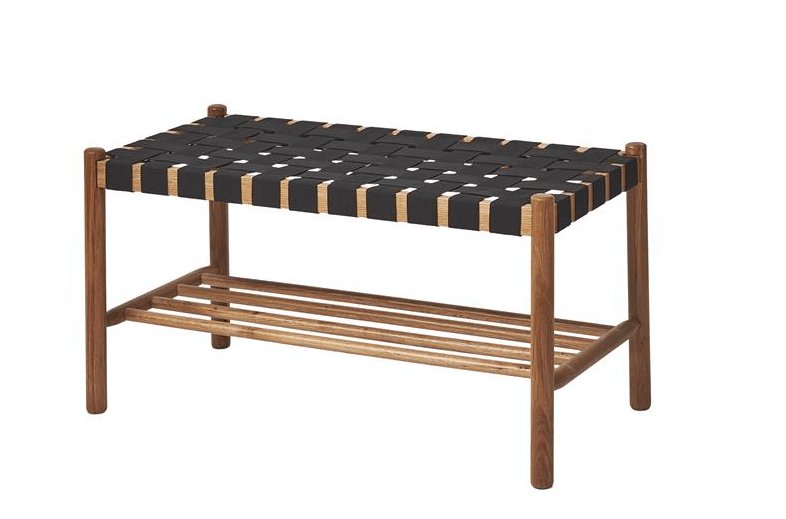 Bænk 45x80x40 cm Eg Lak/Stof Flet - VIAMAJA.DK