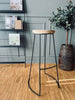 Barstol i teak og jern - H 79 cm