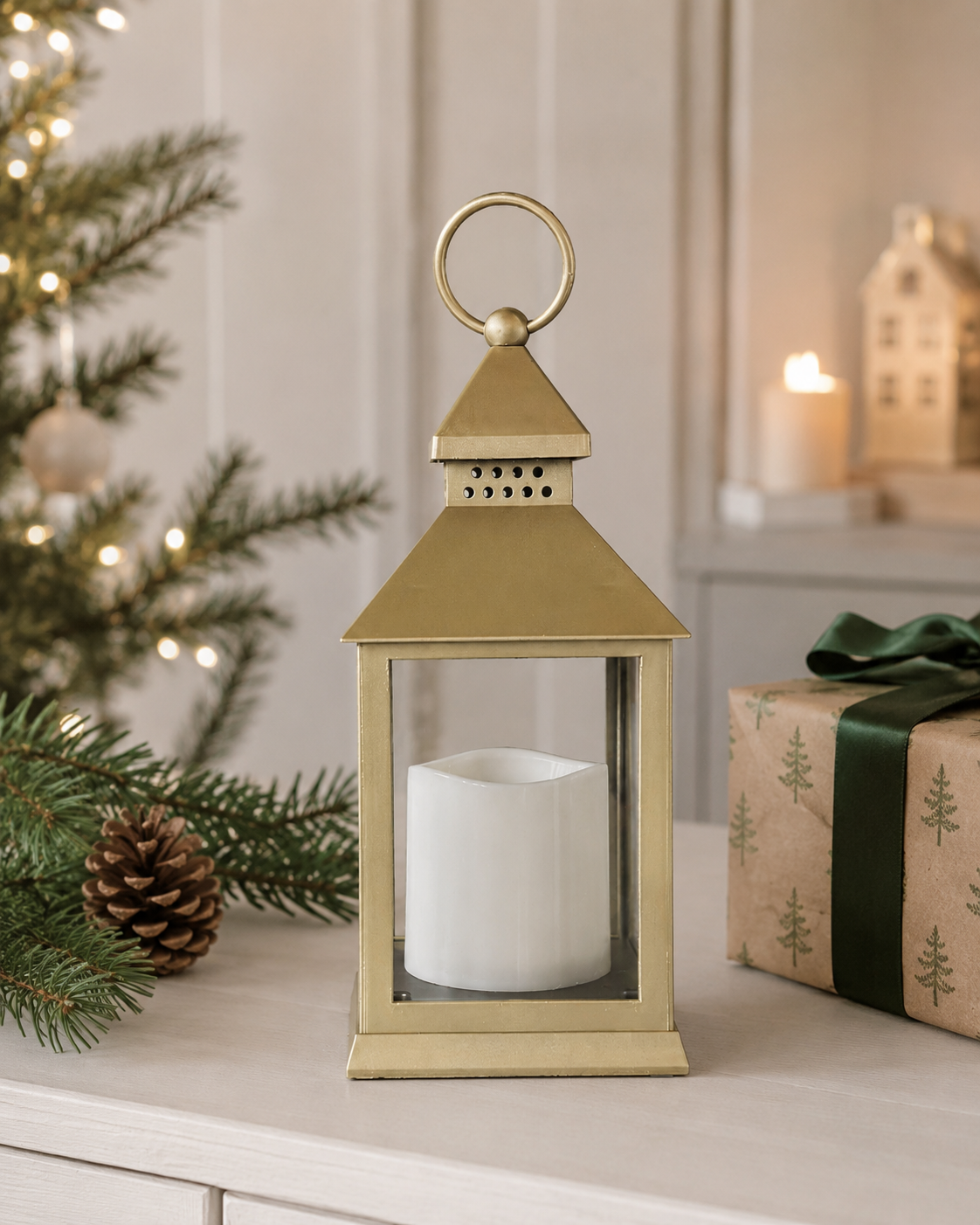 Lanterne med timer - Gold