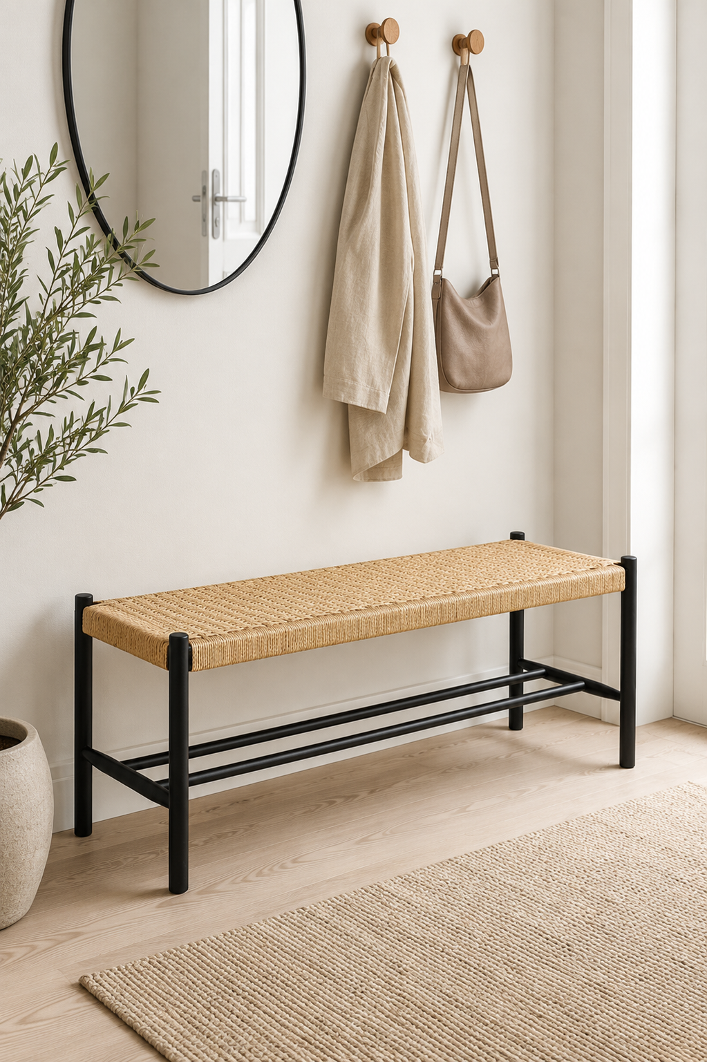 Benk bøk Sort / natur - 120 cm