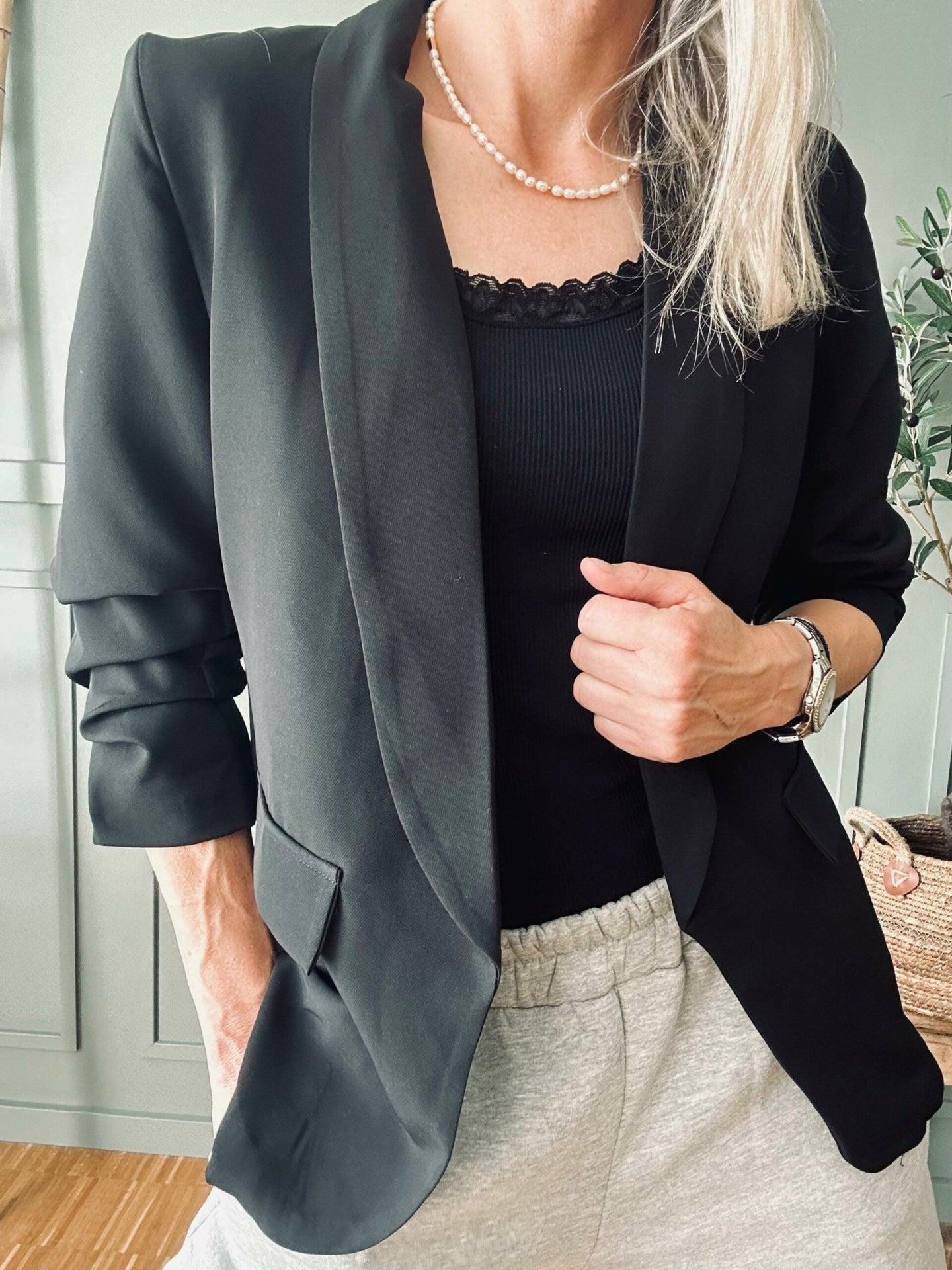 Blazer med 3/4 ærmer – Black - VIAMAJA.DK