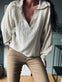Bluse i vaflet bomuld – Beige - VIAMAJA.DK